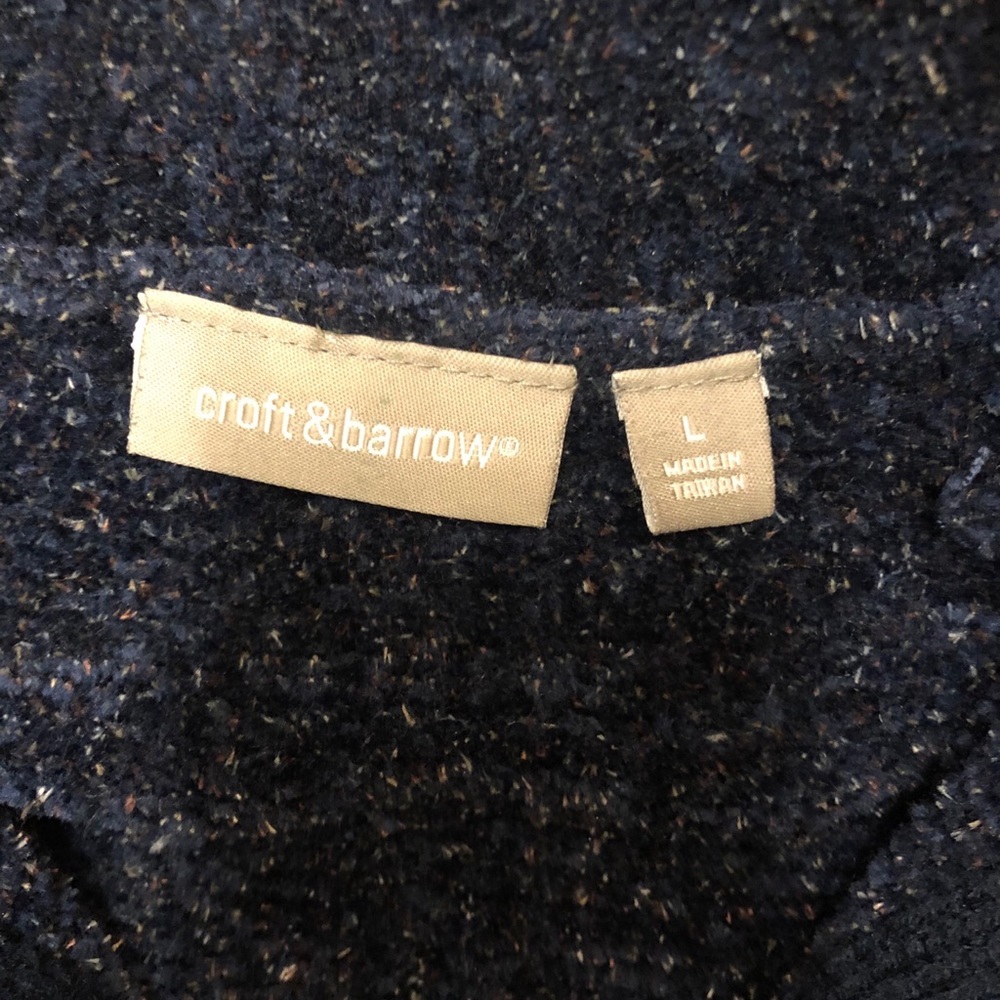 Croft & Barrow Navy Plush Mock Neck Quarter Zip Pullover Sweatshirt | Top Large - Picture 4 of 5